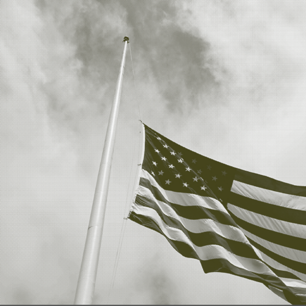 America flag at half staff