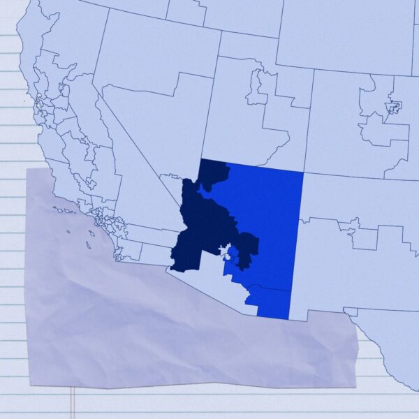 Collage of a U.S. map showing congressional districts